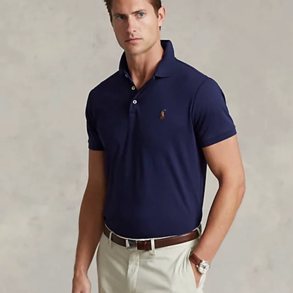 2023 Ralph Lauren custom slim fit soft cotton polo. Navy. Medium.